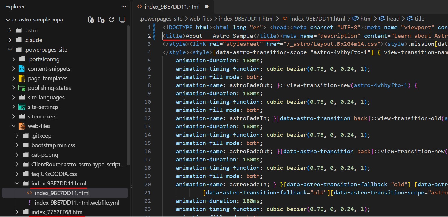 Web files in the generated folder